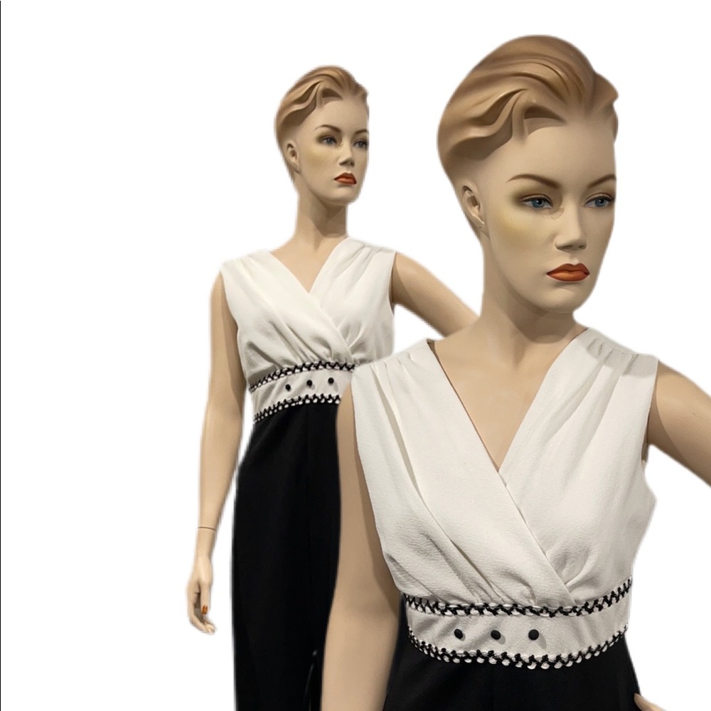 Vintage 70s Black and White Maxi Dress